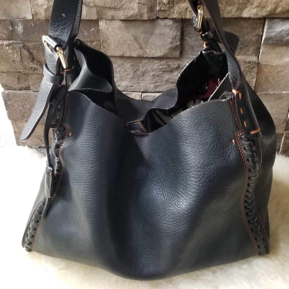 Dooney and Bourke soft black leather hobo handbag